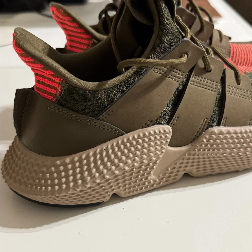 adidas Sneakers Olive Green Red Orange Accents